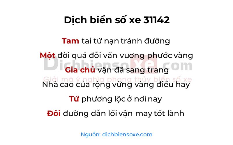 Dịch thơ biển số 31142