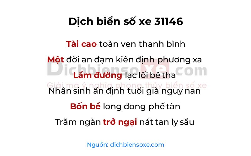 Dịch thơ biển số 31146