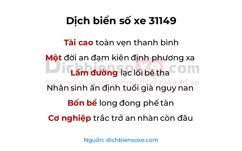 Dịch thơ biển số 31149