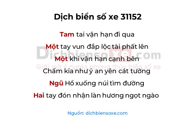 Dịch thơ biển số 31152