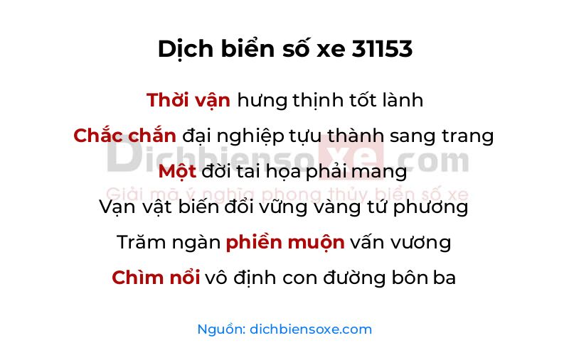 Dịch thơ biển số 31153