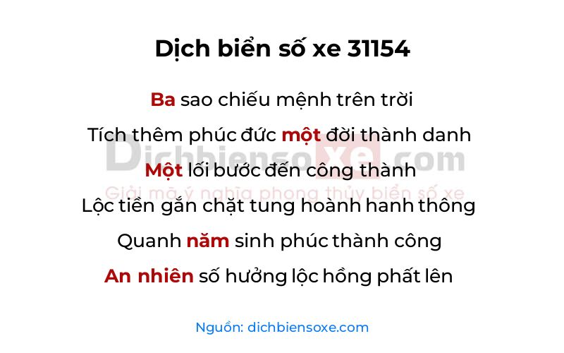 Dịch thơ biển số 31154
