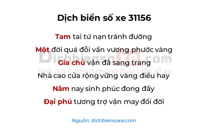 Dịch thơ biển số 31156