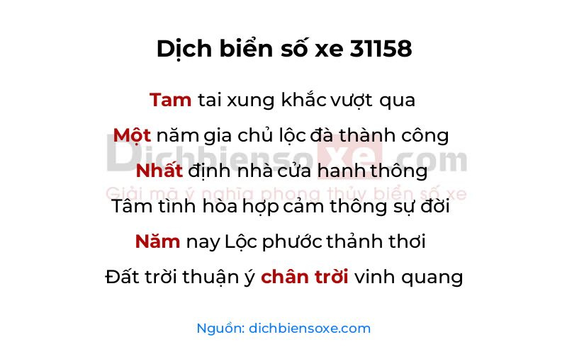 Dịch thơ biển số 31158