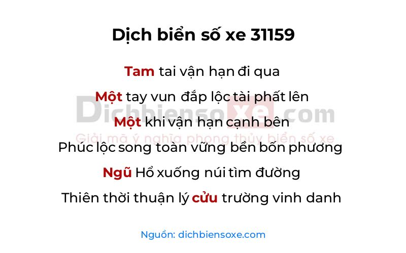 Dịch thơ biển số 31159