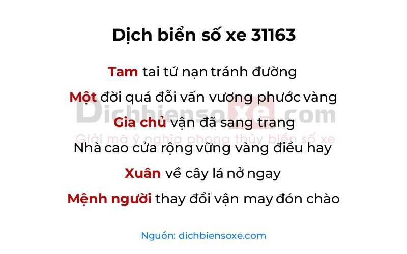 Dịch thơ biển số 31163