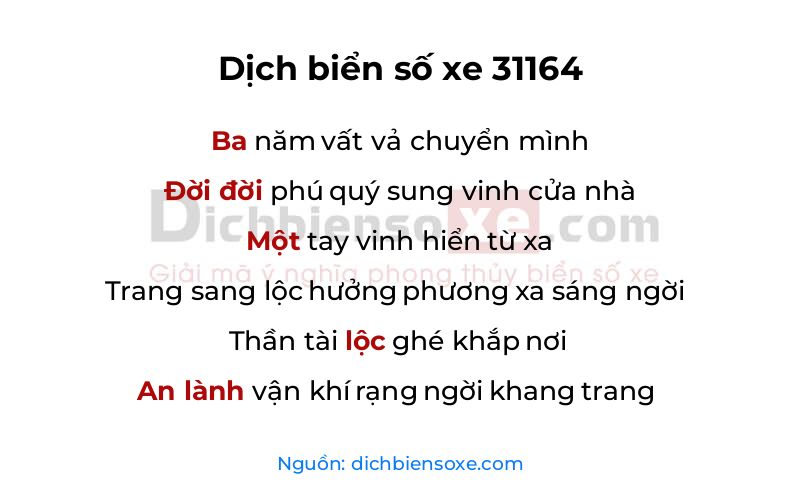 Dịch thơ biển số 31164