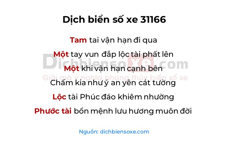 Dịch thơ biển số 31166
