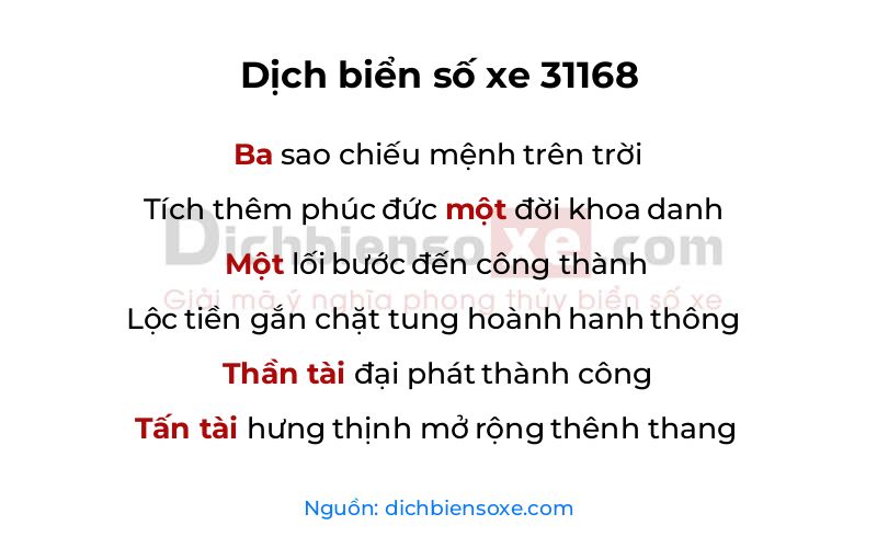 Dịch thơ biển số 31168