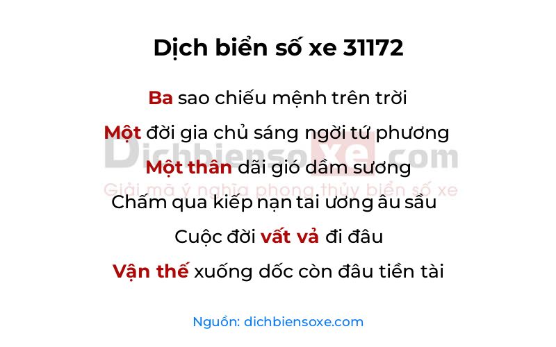 Dịch thơ biển số 31172