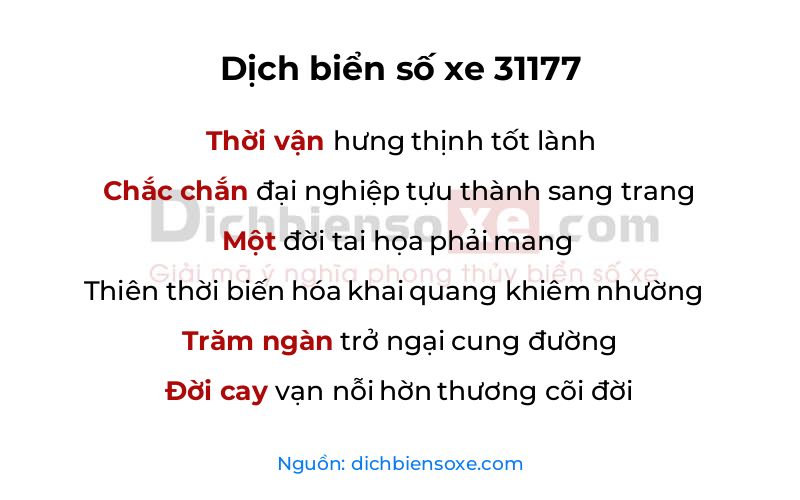 Dịch thơ biển số 31177
