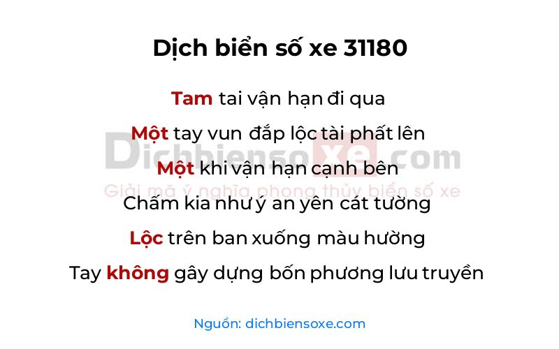 Dịch thơ biển số 31180