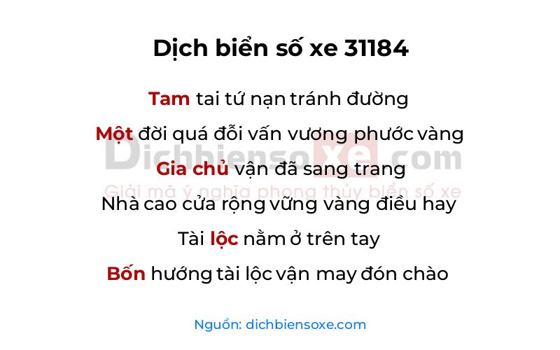 Dịch thơ biển số 31184