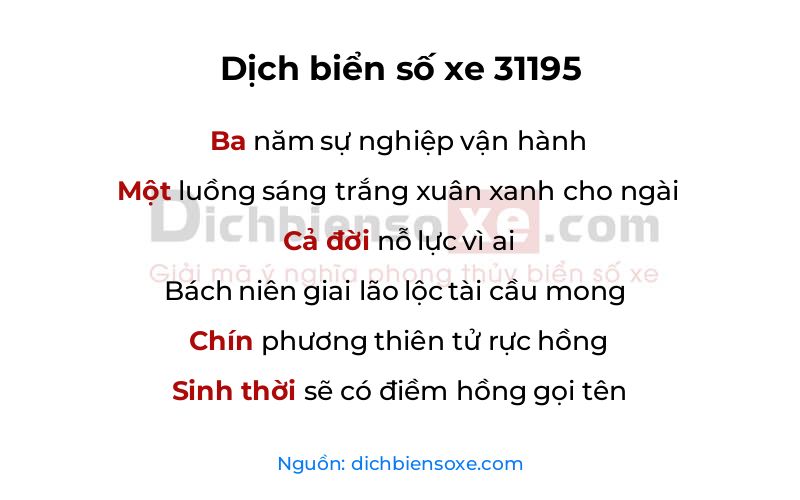Dịch thơ biển số 31195