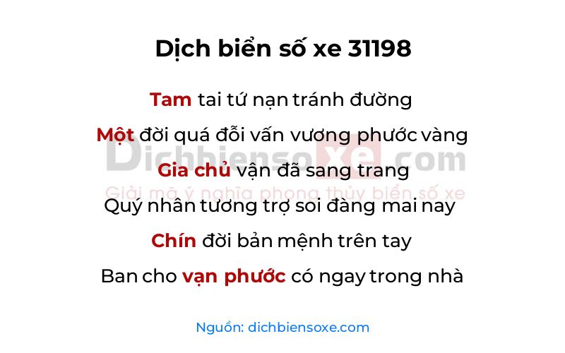 Dịch thơ biển số 31198
