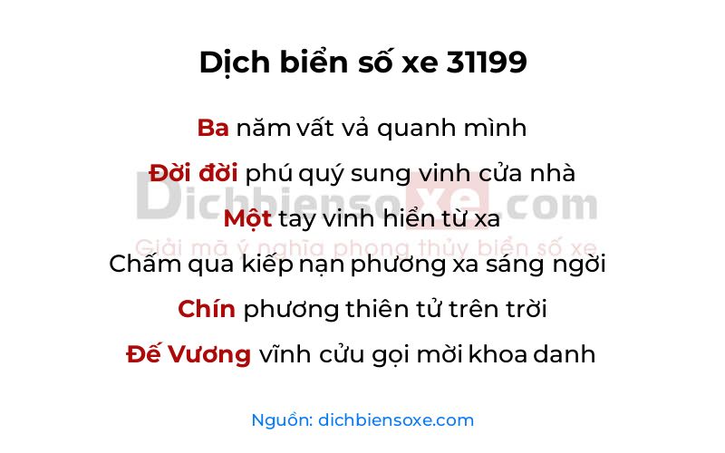 Dịch thơ biển số 31199