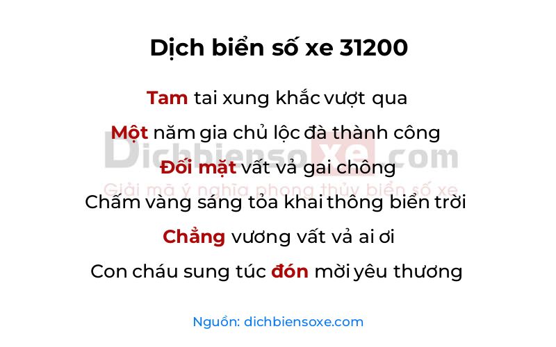 Dịch thơ biển số 31200