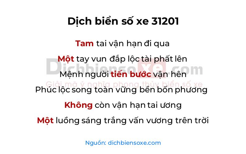 Dịch thơ biển số 31201
