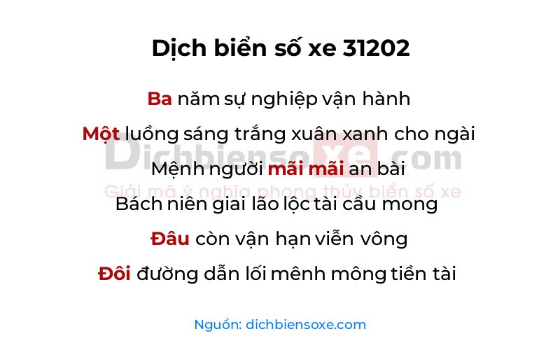 Dịch thơ biển số 31202