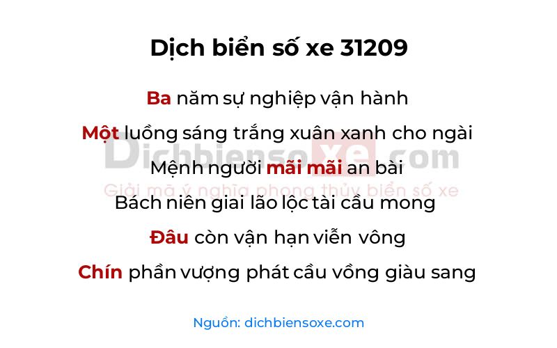 Dịch thơ biển số 31209