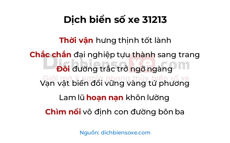 Dịch thơ biển số 31213