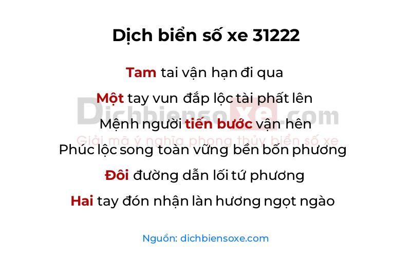Dịch thơ biển số 31222