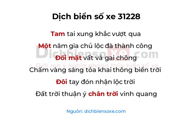 Dịch thơ biển số 31228