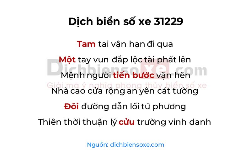 Dịch thơ biển số 31229