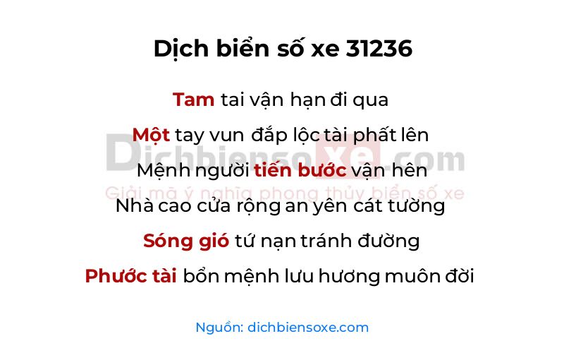 Dịch thơ biển số 31236