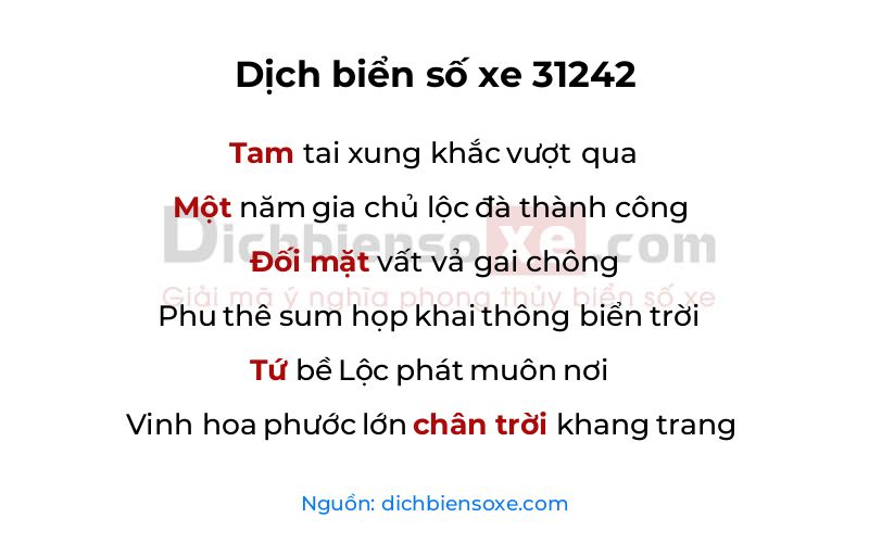 Dịch thơ biển số 31242