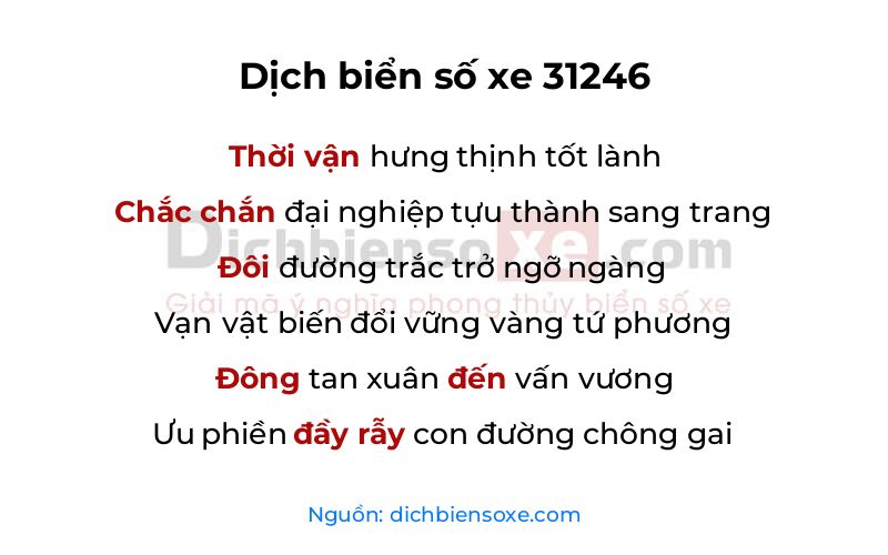 Dịch thơ biển số 31246