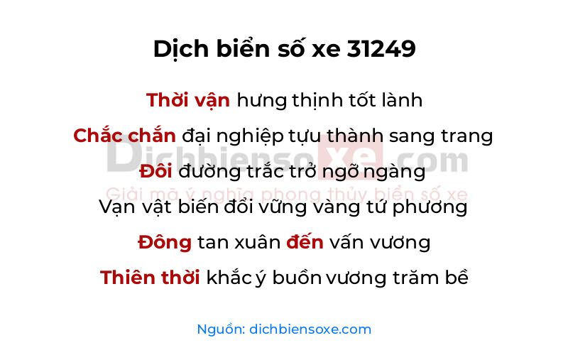 Dịch thơ biển số 31249