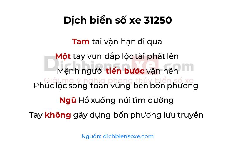Dịch thơ biển số 31250