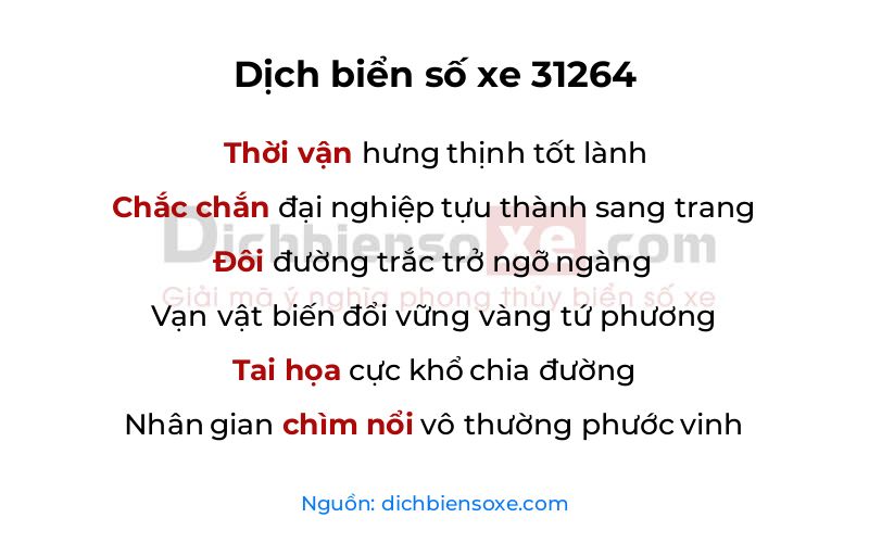 Dịch thơ biển số 31264