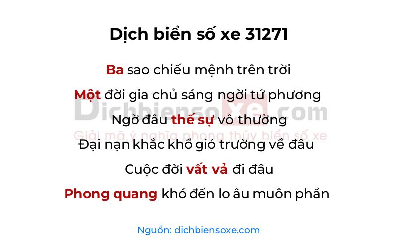 Dịch thơ biển số 31271