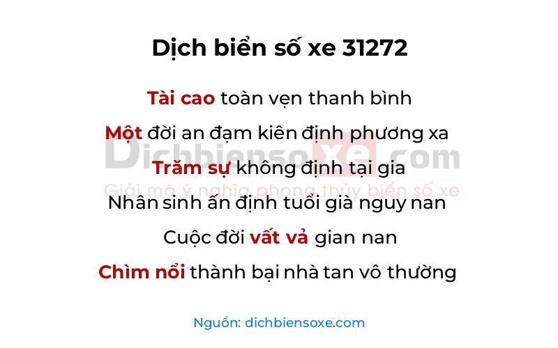 Dịch thơ biển số 31272