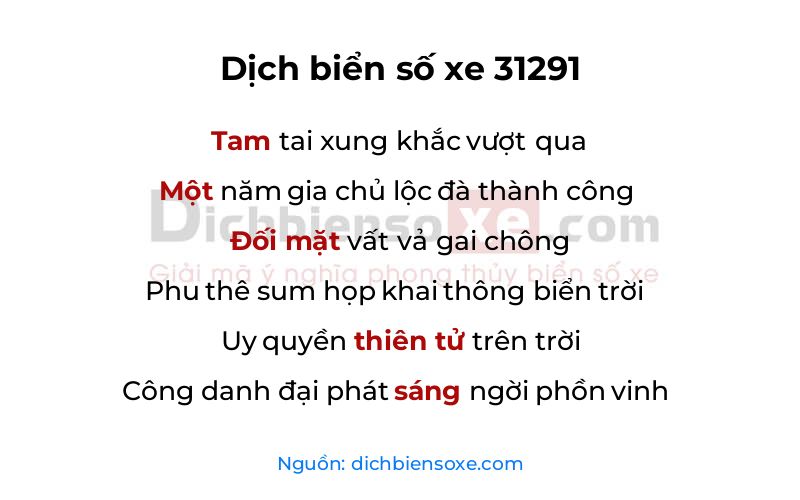 Dịch thơ biển số 31291
