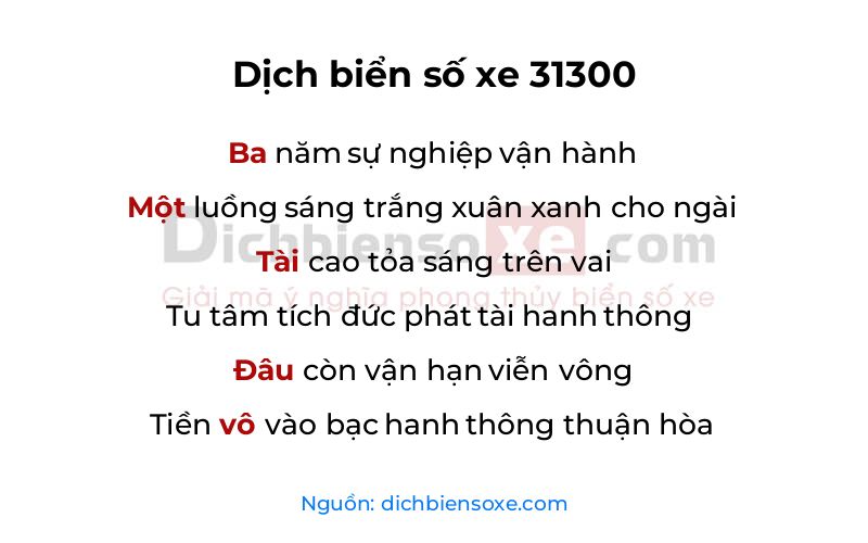 Dịch thơ biển số 31300