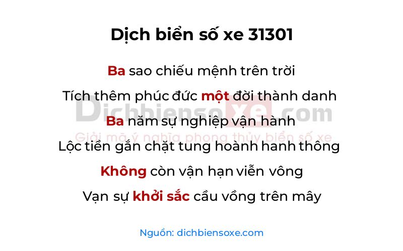 Dịch thơ biển số 31301