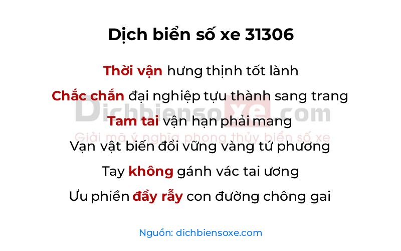 Dịch thơ biển số 31306