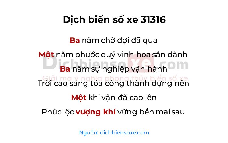 Dịch thơ biển số 31316