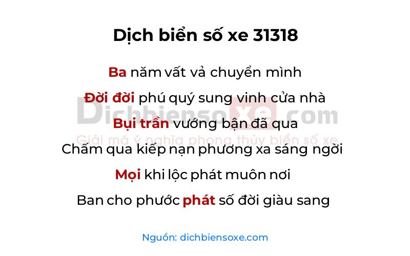 Dịch thơ biển số 31318