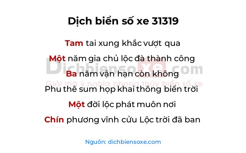 Dịch thơ biển số 31319