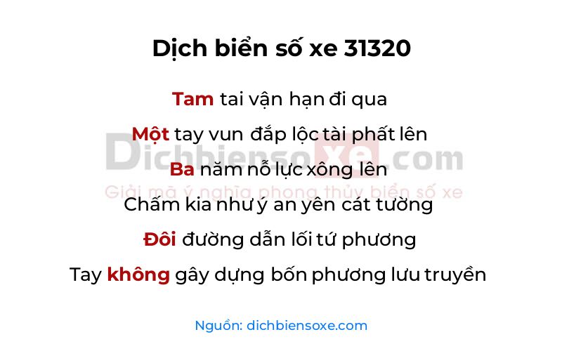 Dịch thơ biển số 31320
