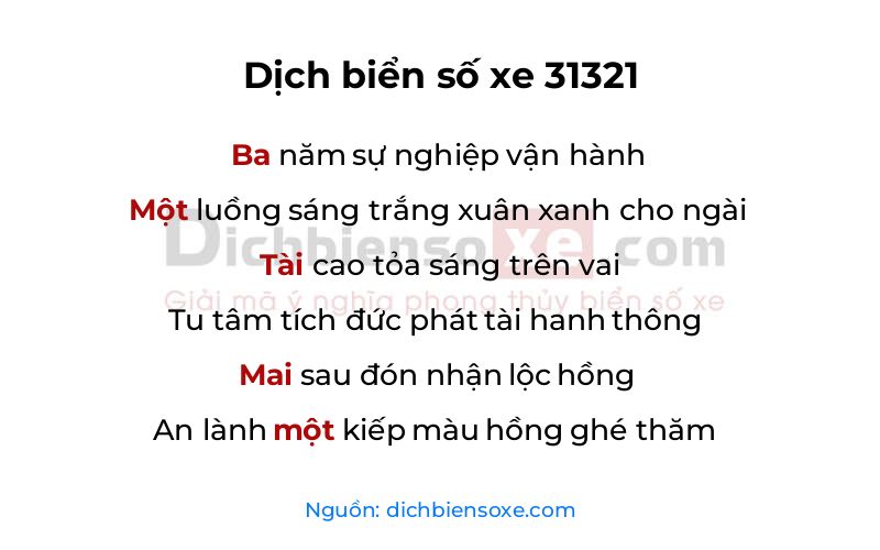 Dịch thơ biển số 31321