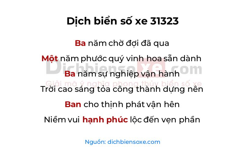 Dịch thơ biển số 31323