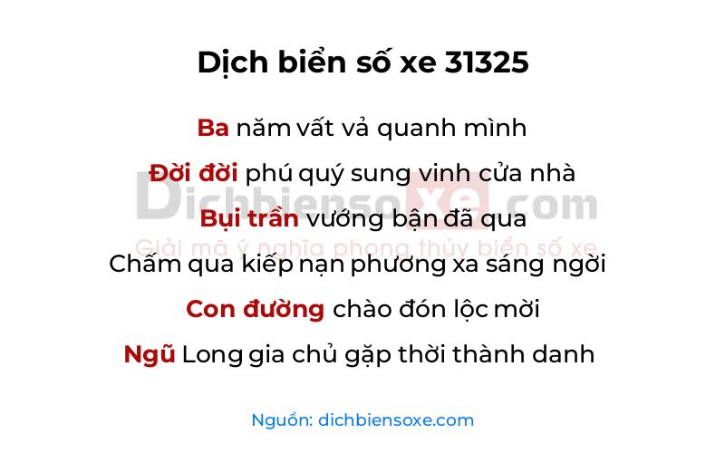 Dịch thơ biển số 31325