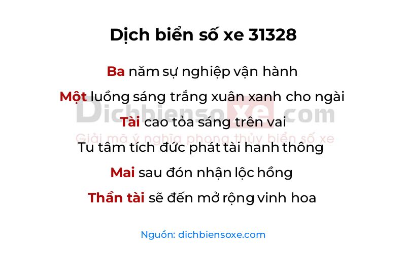 Dịch thơ biển số 31328