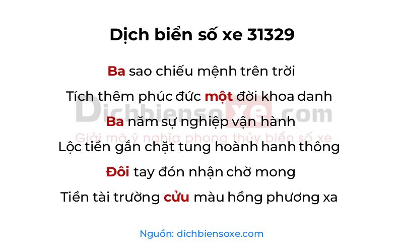 Dịch thơ biển số 31329