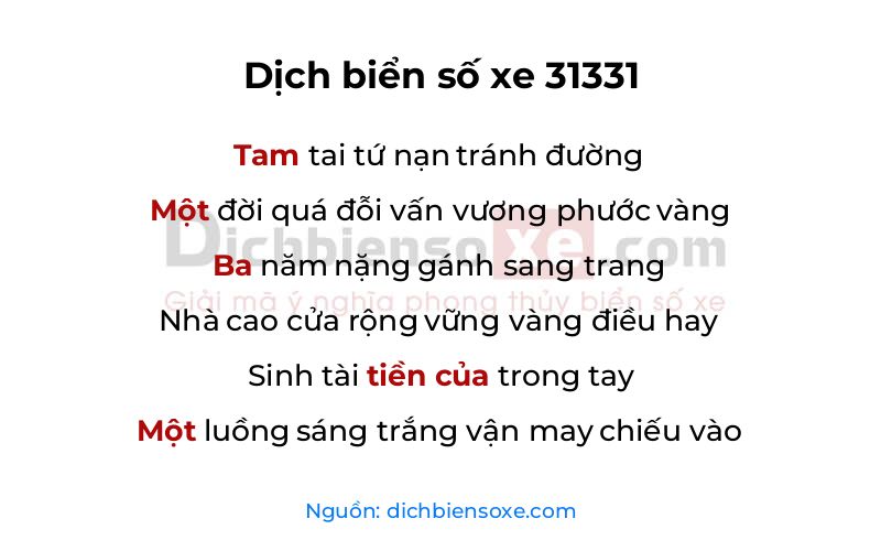 Dịch thơ biển số 31331